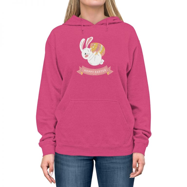 Adult Unisex Hoodie Several Colors - Hoppy Easter Bunny Egg