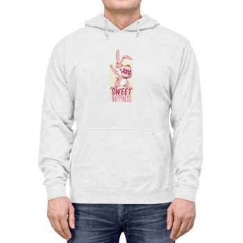 Adult Unisex Hoodie Several Colors - Sweet Happiness - Easter Bunny with Easter Egg