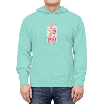 Adult Unisex Hoodie Several Colors - Sweet Happiness - Easter Bunny with Easter Egg