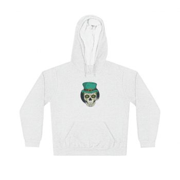 Adult Unisex Hoodie - St Patrick Sugar Skull Green Clover