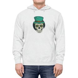 Adult Unisex Hoodie - St Patrick Sugar Skull Green Clover