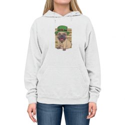 Adult Unisex Hoodie - St Patricks Pug Dog Clover