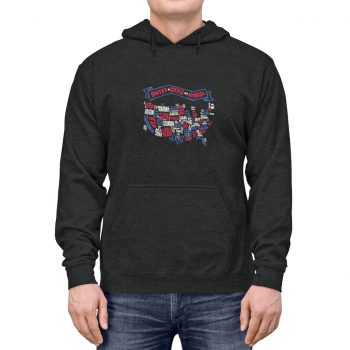 Adult Unisex Hoodie - United States of America Text Map