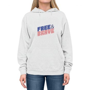 Adult Unisex Hoodie - USA Flag Free and Brave