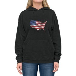 Adult Unisex Hoodie - USA Flag Map of United States