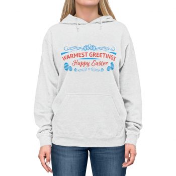 Adult Unisex Hoodie - Warmest Greetings Happy Easter - Red Blue