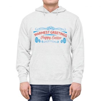 Adult Unisex Hoodie - Warmest Greetings Happy Easter - Red Blue