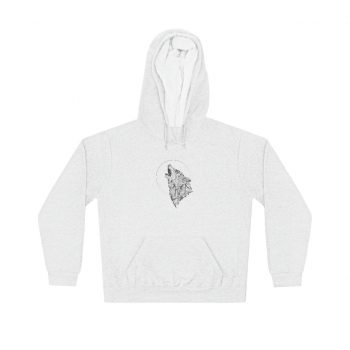 Adult Unisex Hoodie - Wolf Howling at the Moon Drawing