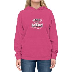 Adult Unisex Hoodie - World's Best Mom Pink White