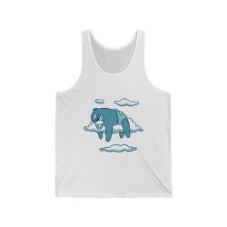 Adult Unisex Jersey Tank Shirt Top - Baby Sloth Sleeping Blue