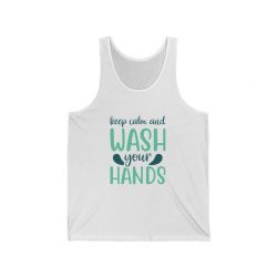 Adult Unisex Jersey Tank Shirt Top - Keep Calm and Wash Your Hands