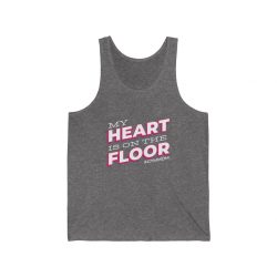 Adult Unisex Jersey Tank Shirt Top - My Heart is on the Floor Gym Mom