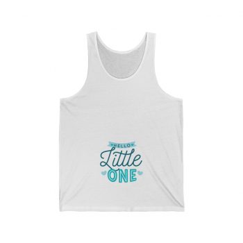 Adult Unisex Jersey Tank Shirt Top - Pregnancy Pregnant - Hello Little One Blue