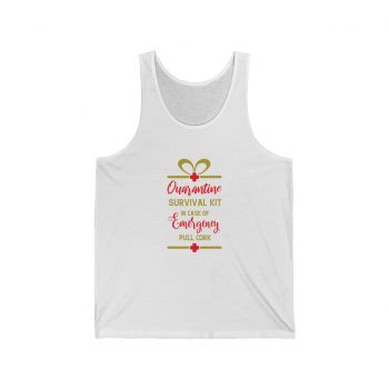 Adult Unisex Jersey Tank Shirt Top - Quarantine Survival Kit In Case of Emergency Pull Cork - Wine