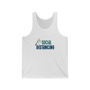 Adult Unisex Jersey Tank Shirt Top - Social Distancing Gone Fishing