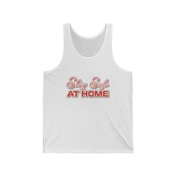 Adult Unisex Jersey Tank Shirt Top - Stay Safe at Home Red