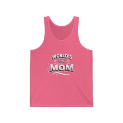 Adult Unisex Jersey Tank Shirt Top - World's Best Mom Pink White