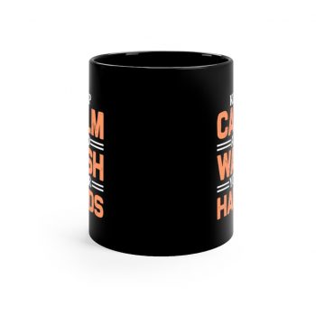 Black Coffee Mug - Keep Calm and Wash Your Hands Peach