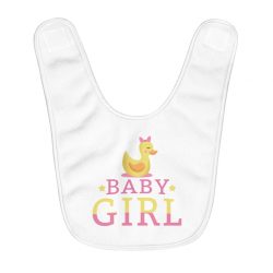 Fleece Baby Bib - Baby Girl Rubber Ducky