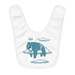 Fleece Baby Bib - Baby Sloth Sleeping Blue