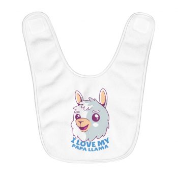 Fleece Baby Bib - I Love My Papa Llama