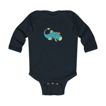 Infant Long Sleeve Body Suit Baby Onesie - Baby Blue Dragon