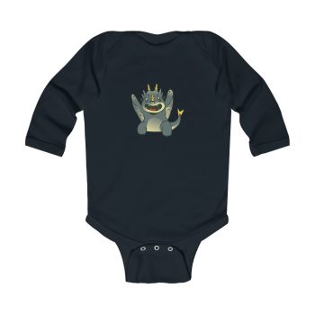 Infant Long Sleeve Body Suit Baby Onesie - Baby Grey Dragon