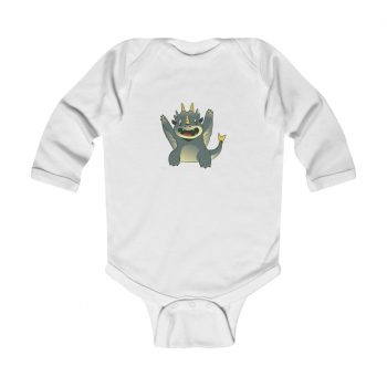 Infant Long Sleeve Body Suit Baby Onesie - Baby Grey Dragon