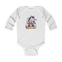 Infant Long Sleeve Body Suit Baby Onesie - Baby One Years Old Cow Birthday Cake