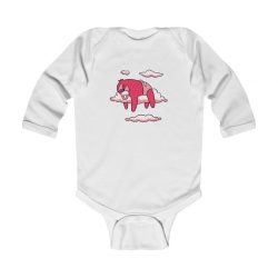 Infant Long Sleeve Body Suit Baby Onesie - Baby Sloth Sleeping Pink