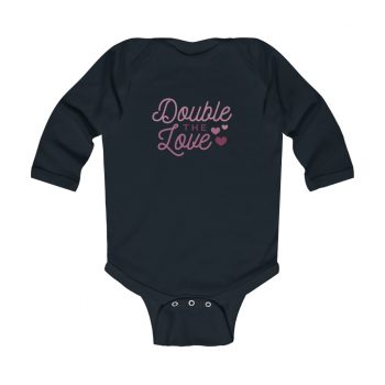 Infant Long Sleeve Body Suit Baby Onesie - Double the Love Baby Girl Pink