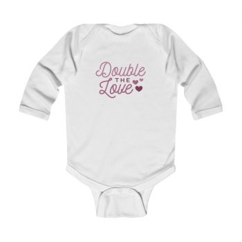 Infant Long Sleeve Body Suit Baby Onesie - Double the Love Baby Girl Pink