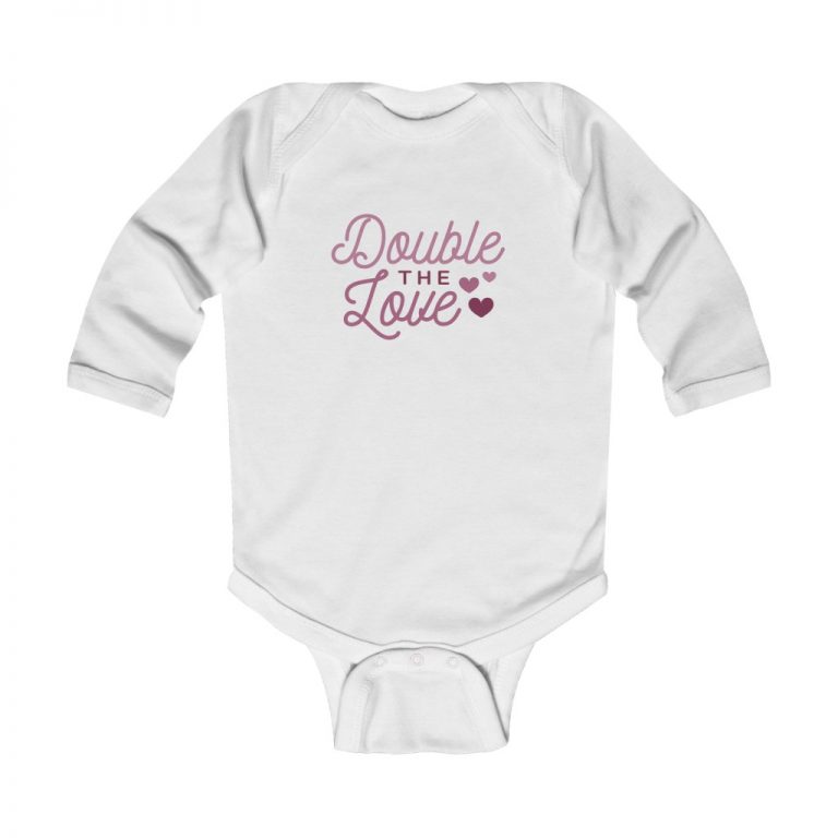 Infant Long Sleeve Body Suit Baby Onesie - Double the Love Baby Girl Pink