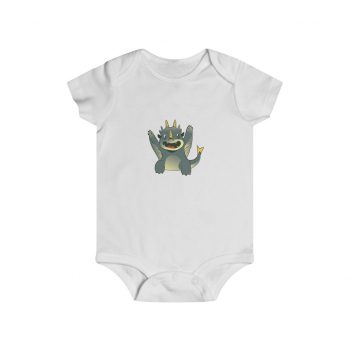 Infant Snap Tee Baby Body Suit Onesie - Baby Grey Dragon