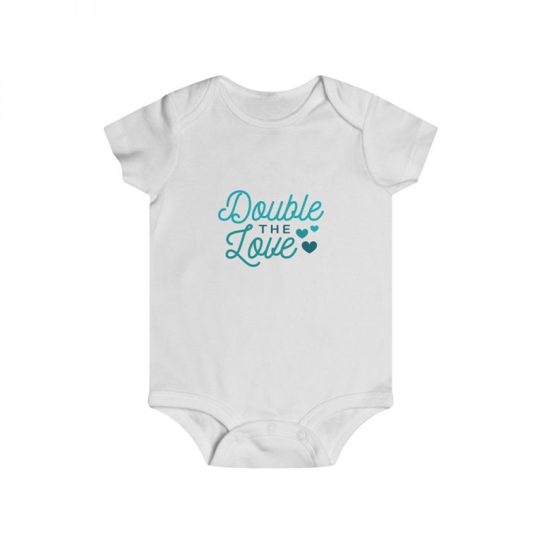 Infant Snap Tee Baby Body Suit Onesie - Double the Love Baby Boy Blue