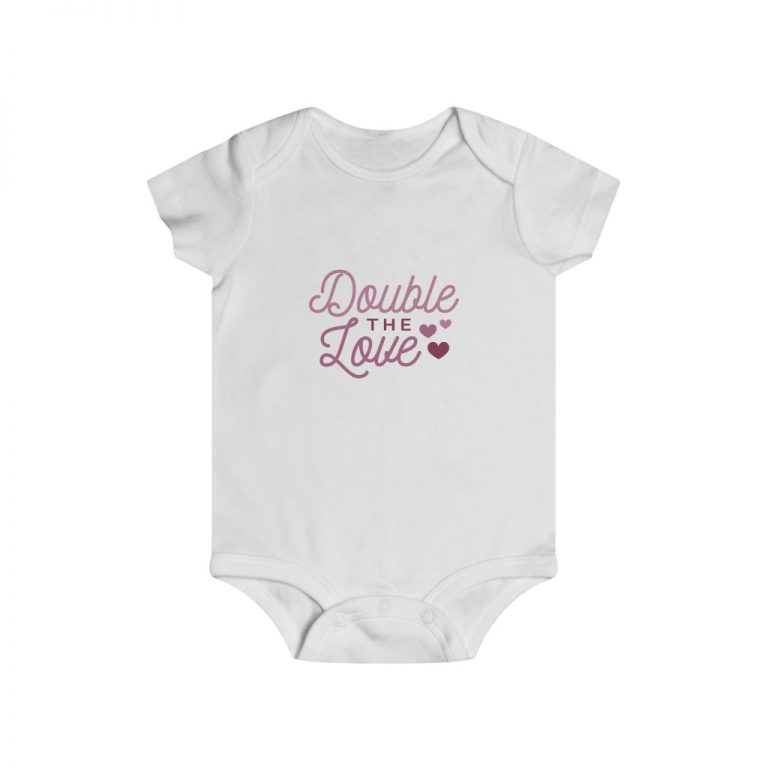 Infant Snap Tee Baby Body Suit Onesie - Double the Love Baby Girl Pink
