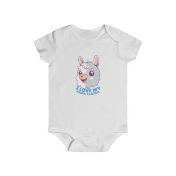 Infant Snap Tee Baby Body Suit Onesie - I Love My Papa Llama