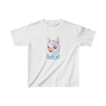 Kids T-Shirt Cotton - I Love My Papa Llama