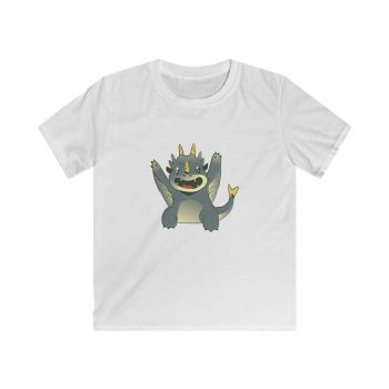 Kids T-Shirt Youth Softstyle - Grey Blue Dragon