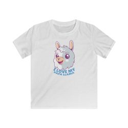 Kids T-Shirt Youth Softstyle - I Love My Papa Llama