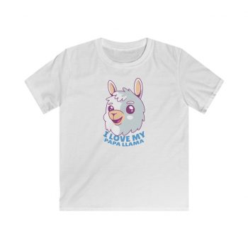 Kids T-Shirt Youth Softstyle - I Love My Papa Llama