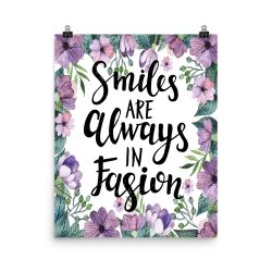 Poster Wall Art Portrait Print - Smiles Are Always in Fashion - Watercolor Lilac Purple Flowers