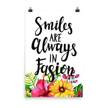 Poster Wall Art Portrait Print - Smiles are Always in Fashion - Watercolor Yellow Pink Hibiscus Flowers