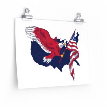 Wall Art Posters Prints - American Eagle USA Map Flag