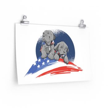 Wall Art Posters Prints - American Flag Dogs Puppies