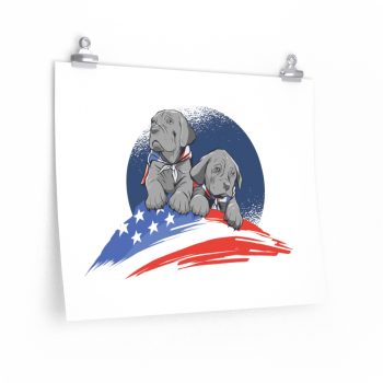 Wall Art Posters Prints - American Flag Dogs Puppies