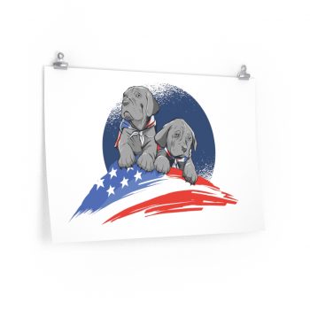 Wall Art Posters Prints - American Flag Dogs Puppies