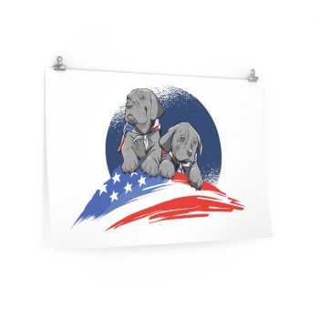 Wall Art Posters Prints - American Flag Dogs Puppies