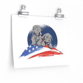 Wall Art Posters Prints - American Flag Dogs Puppies