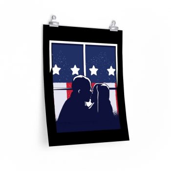 Wall Art Posters Prints - American Flag Kiss Window